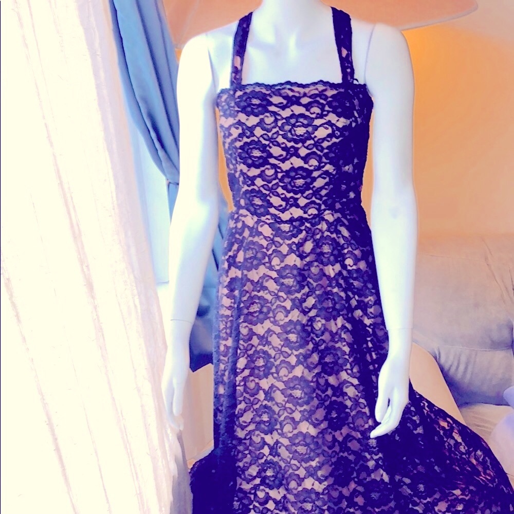 Night Way Collections Lace Halter Gown - Size 6